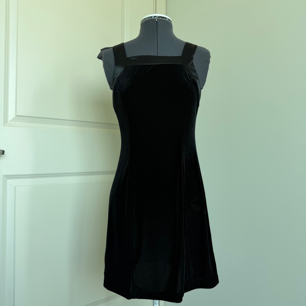 Vintage Y2K Satin-Trimmed Stretch Velvet Mini Dress